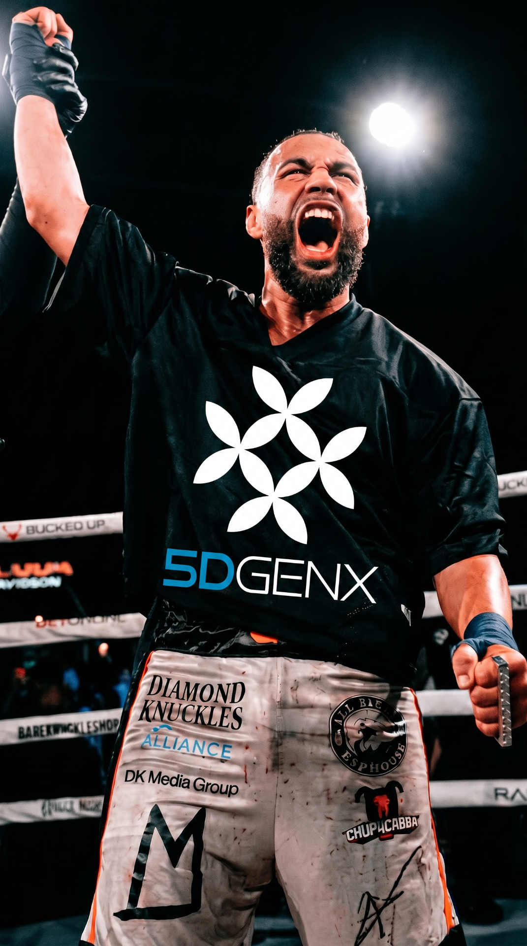Quentin "QG" Gaskins celebrating his BKFC knockout victory in the ring